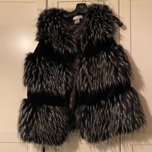 Black and White Faux Fur Vest